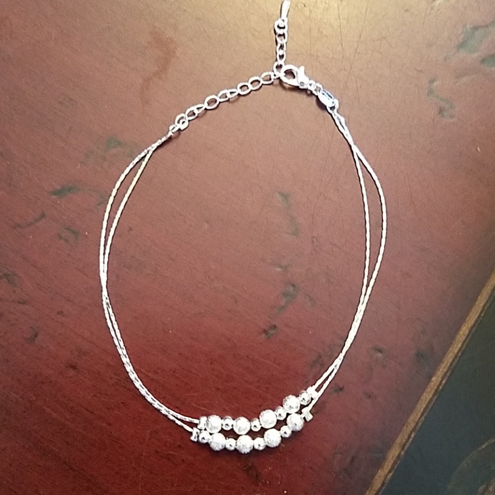 DAINTY .925 STERLING SILVER BEAD ANKLET/BRACELET - Picture 4 of 7